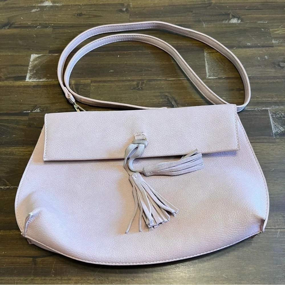 Anthropologie Dreia Envelope Clutch Crossbody Bag Blush Light Pink Vegan Faux